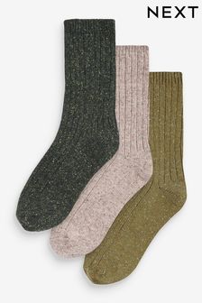 Green Thermal Wool Blend Ankle Socks With Silk 3 Pack (735315) | $23