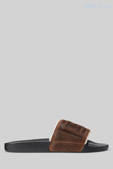 Polo Ralph Lauren Black Leather Shearling Sliders (735496) | €35.50