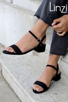 Linzi Black Kezzi Barely There Low Block Heeled Sandals (736165) | LEI 191
