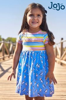 JoJo Maman Bébé Rainbow Multi Coloured Stripe & Puffin Print With Pet In Pocket Combo Dress (736257) | kr286