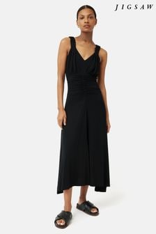 Jigsaw Jersey-Kleid mit gerafften Trägern, Schwarz (736403) | 118 €