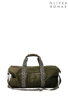 Oliver Bonas Khaki Green Hattie Leopard Weekend Bag (736892) | $136