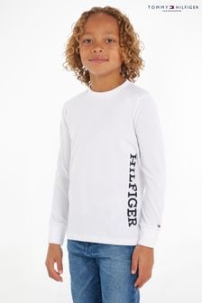 Tommy Hilfiger Boys Monotype Long Sleeve White T-Shirt (736954) | €16 - €19