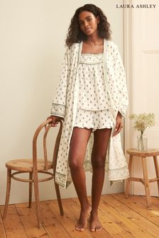 Laura Ashley White Aylesmore Sprint Print Crinkle Cotton Robe (737389) | ₪ 297