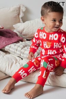 Rojo - Pijama de manga larga con estampado navideño de corte ajustado (9 meses-16 años) (737848) | 15 € - 22 €