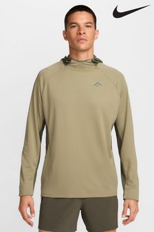 Nike Brown Dri-FIT Trail UV Long Sleeve Hooded Running Top (738199) | kr974