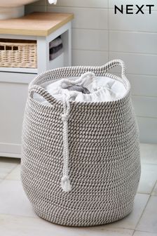 Grey/White Two Tone Laundry Basket (738440) | kr391