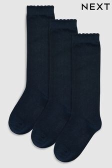 Navy Grey 3 Pack Cotton Rich Knee High School Socks (739098) | $8 - $9