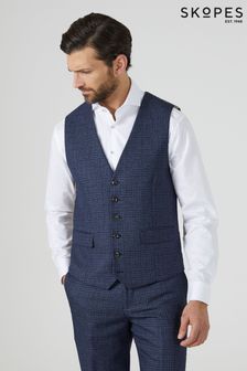 Skopes Woolf Navy Blue Check Suit Waistcoat (739373) | SGD 106