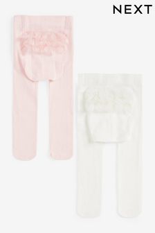 White/Pink Baby Tights 2 Pack (0mths-2yrs) (739587) | ₪ 42