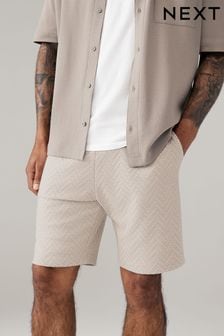 Neutral Textured Zig Zag Jersey Shorts (739760) | $37