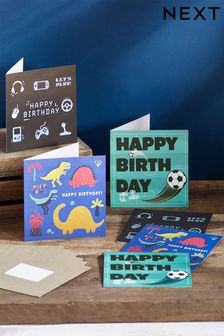 6 Pack Blue Boys Birthday Cards