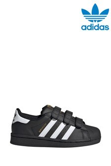 Black/White - Adidas Originals Superstar Velcro Junior Trainers (740955) | kr609