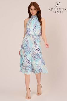 Синее платье миди с цветочным принтом Adrianna Papell (741375) | 104 470 тг