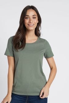 Khaki Green Crew Neck T-Shirt (742106) | DKK38
