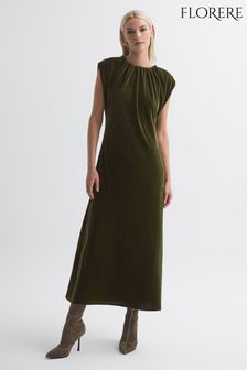 Florere Velvet Tie Neck Midi Dress (742305) | $358