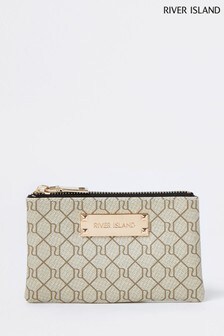 River Island Cream Monogram Mini Pouch