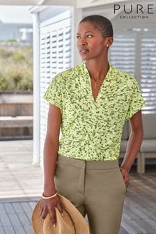 Pure Collection Green V-Grown On Neck Jersey Top (743578) | 42 €