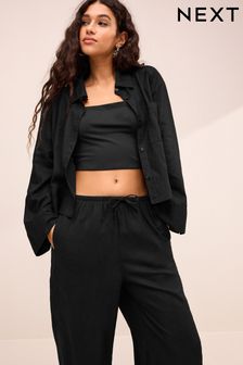 Black Summer Shirt with Linen (743597) | $40