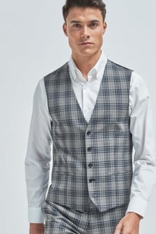 Light Grey Check Suit: Waistcoat (743640) | €9