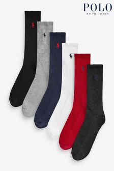 Набор из 6 пар разноцветных хлопковых носков с логотипом Polo Ralph Lauren (744397) | €60