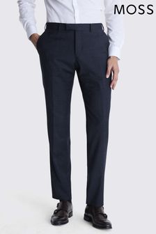 MOSS Tailored Fit Navy Milled Check Suit: Trousers (744645) | 544 QAR