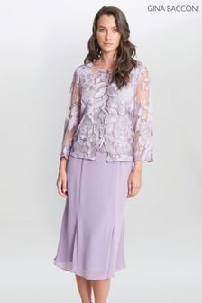 Gina Bacconi Purple Nadine Midi Length Mock Jacket Dress (745270) | €179