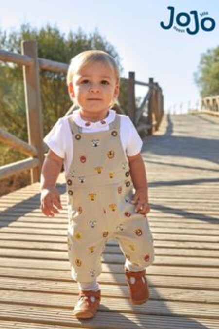 JoJo Maman Bébé Stone Safari Animal Print Short Dungarees (746186) | 34 €