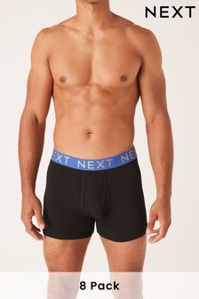 Black Bright Waistband A-Front Boxers 8 Pack (746394) | DKK331