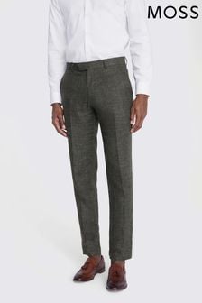 MOSS Khaki Green Tailored Linen Trousers (746431) | SGD 213