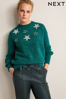 鴛鴦藍 - 星星裝飾圓領套衫 (747558) | NT$1,380
