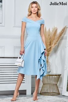 Jolie Moi Light Blue Desiree Frill Fit & Flare Dress (747928) | €90