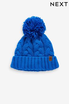 Cobalt Blue Knitted Cable Pom Hat (1-16yrs) (748729) | $12 - $20