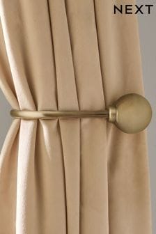 Set of 2 Antique Brass Ball Curtain Holdbacks (748877) | $37