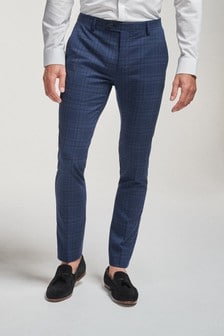 Bright Blue Super Skinny Fit Check Suit: Trousers (749268) | €10