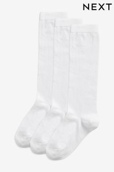 White Heart 3 Pack Cotton Rich Knee High School Socks