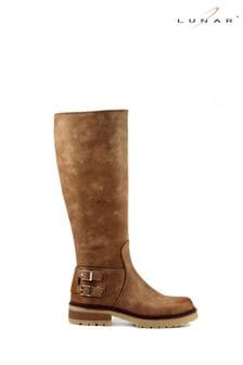 Lunar Natural Warwick Tan Faux Leather Long Boots