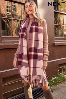 Pink/Brown Check Midweight Scarf (750290) | €10