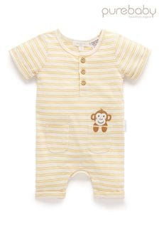 Barboteuse pour bébé Purebaby jaune rayée à motif personnage (750378) | €14