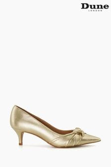 Dune London Gold Address Soft Knot Pointed Court Shoes (750632) | $143