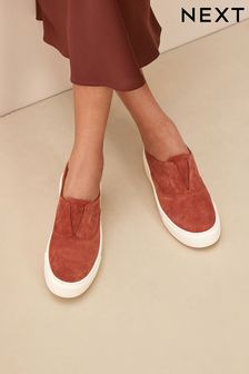 Tan Brown Slip On Signature Forever Comfort® Leather Chunky Wedge Platform Trainers (750900) | SGD 83
