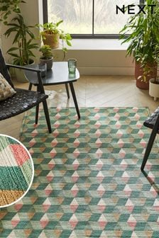 Green/Pink Geometric Tile Rug (750949) | €86 - €364
