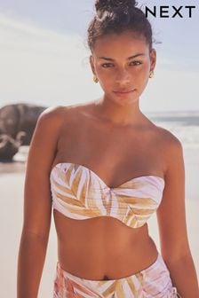 Ecru Cream Leaf Shaping Padded Wired Bandeau Bikini Top (750986) | ₪ 87
