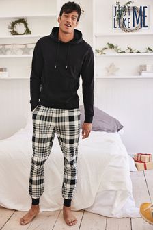Black/White Check MotionFlex Cosy Cuffed Pyjama Bottoms (751144) | $22