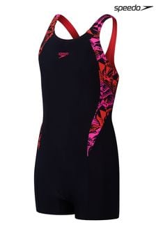 Speedo Girls Printed Panel Black Swimsuit (751255) | kr420