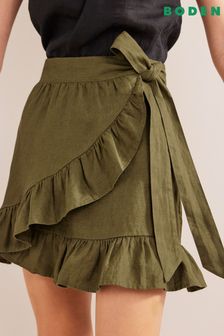 Boden Green Linen Flippy Wrap Skirt (751439) | €51