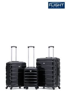 Flight Knight Black Set of 3 Hardcase Large Check in Suitcases and Cabin Case (751766) | LEI 895