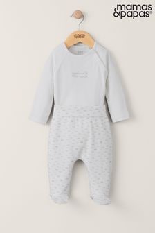 Mamas & Papas Grey 100% Cotton Waffle 2 Piece Bodysuit & Leggings Set (751850) | $34