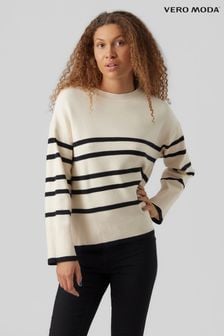 VERO MODA Cream Stripe Structured Knitted Jumper (751927) | €43