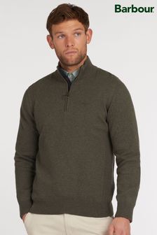 Barbour® Olive Green Half Zip Cotton Jumper (753185) | €155